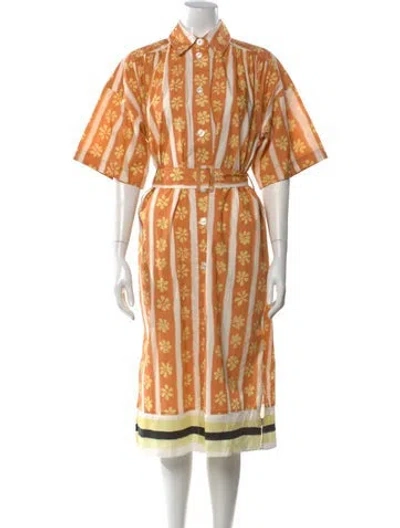 Pre-owned Marni Floral Print Midi Length Dress In Orange