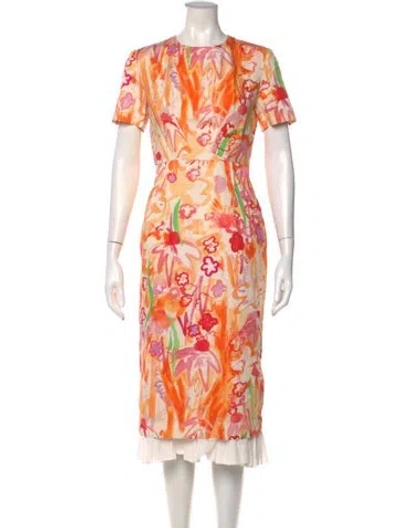 Pre-owned Marni Floral Print Midi Length Dress In Orange