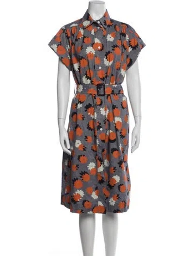 Pre-owned Marni Floral Print Midi Length Dress In Orange