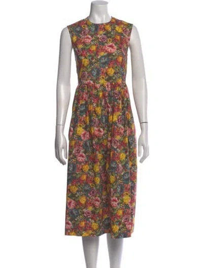 Pre-owned Marni Floral Print Midi Length Dress In Pink