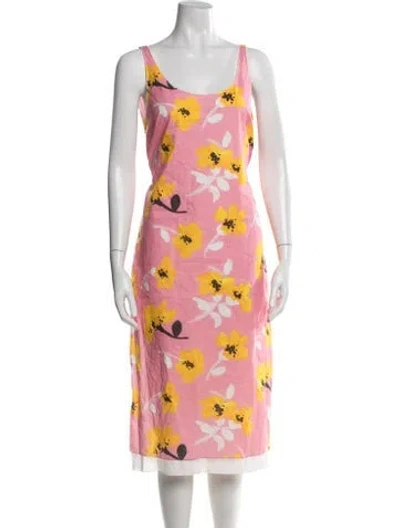 Pre-owned Marni Floral Print Midi Length Dress In Pink