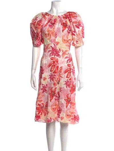 Pre-owned Marni Floral Print Midi Length Dress In Pink