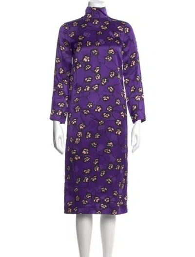 Pre-owned Marni Floral Print Midi Length Dress In Purple