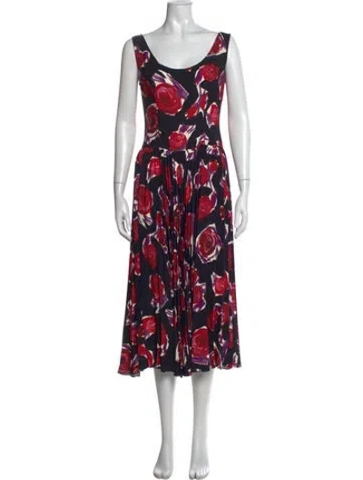 Pre-owned Marni Floral Print Midi Length Dress In Red
