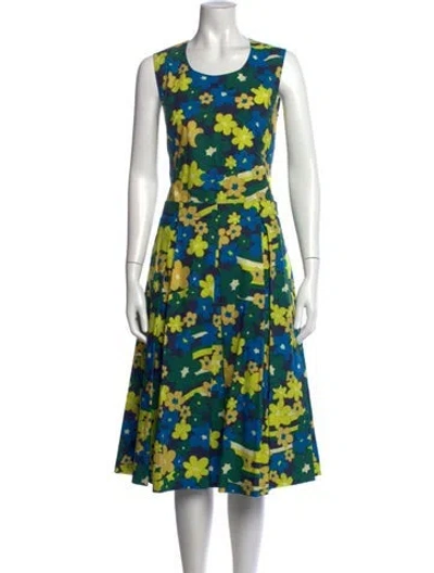 Pre-owned Marni Floral Print Midi Length Dress W/ Tags In Blue