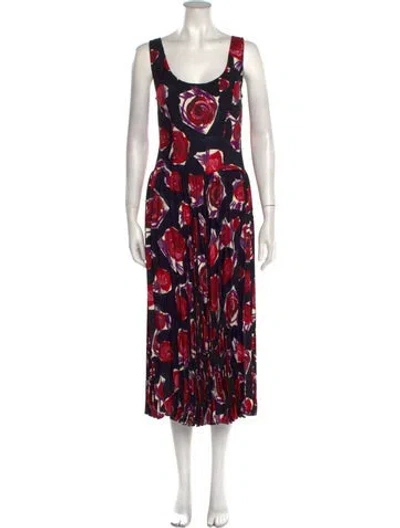Pre-owned Marni Floral Print Midi Length Dress In White