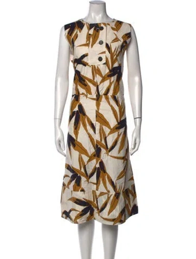 Pre-owned Marni Floral Print Midi Length Dress In White