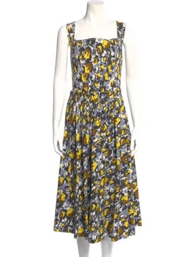 Pre-owned Marni Floral Print Midi Length Dress In Yellow