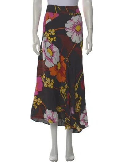 Pre-owned Marni Floral Print Midi Length Skirt In Black