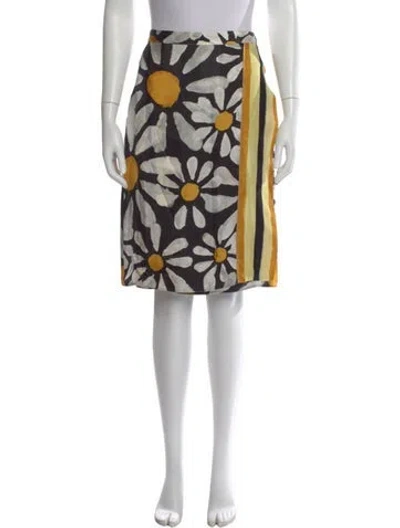 Pre-owned Marni Floral Print Midi Length Skirt In Black