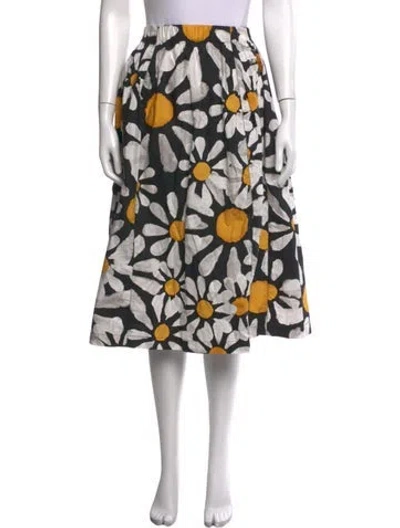 Pre-owned Marni Floral Print Midi Length Skirt In Black