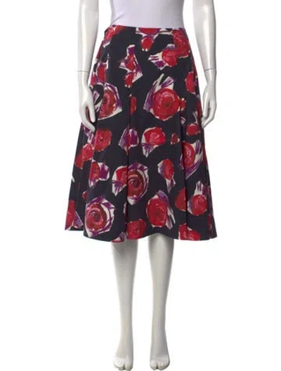 Pre-owned Marni Floral Print Midi Length Skirt In Black