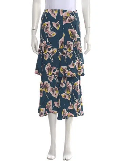 Pre-owned Marni Floral Print Midi Length Skirt In Blue