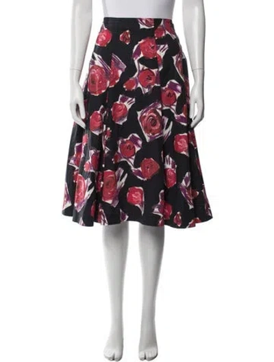 Pre-owned Marni Floral Print Midi Length Skirt In Blue