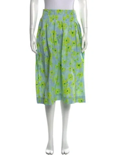 Pre-owned Marni Floral Print Midi Length Skirt In Blue