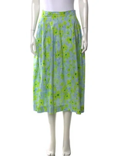 Pre-owned Marni Floral Print Midi Length Skirt In Blue