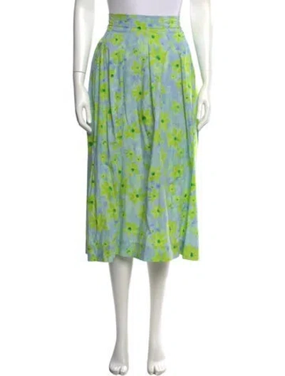Pre-owned Marni Floral Print Midi Length Skirt In Blue