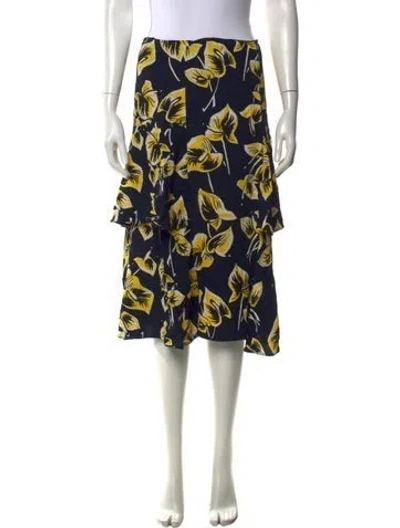Pre-owned Marni Floral Print Midi Length Skirt In Blue