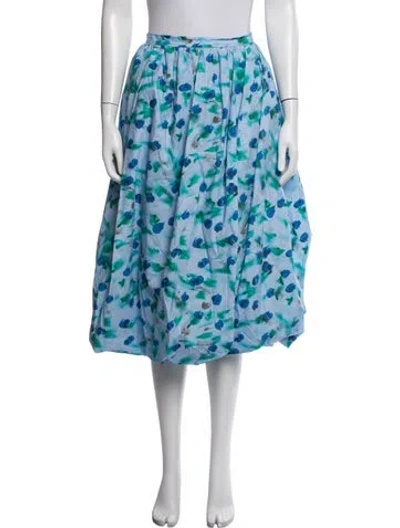 Pre-owned Marni Floral Print Midi Length Skirt In Blue