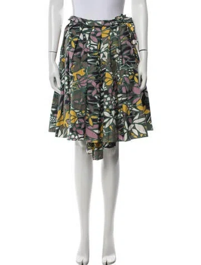 Pre-owned Marni Floral Print Midi Length Skirt In Green