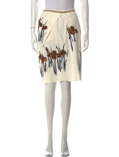 Pre-owned Marni Floral Print Midi Length Skirt In Neutrals