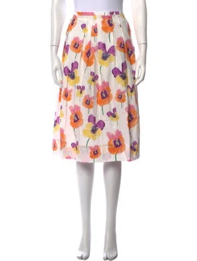 Pre-owned Marni Floral Print Midi Length Skirt In Neutrals
