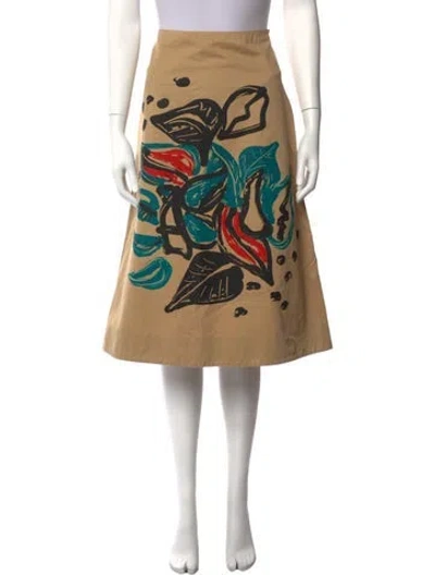 Pre-owned Marni Floral Print Midi Length Skirt In Neutrals