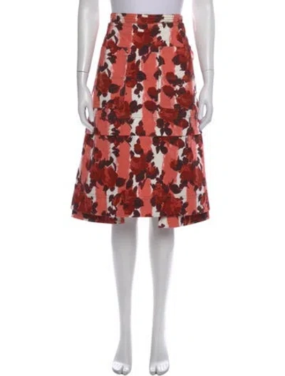 Pre-owned Marni Floral Print Midi Length Skirt In Orange