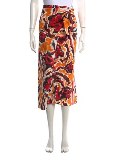 Pre-owned Marni Floral Print Midi Length Skirt In Orange
