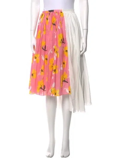 Pre-owned Marni Floral Print Midi Length Skirt In Pink