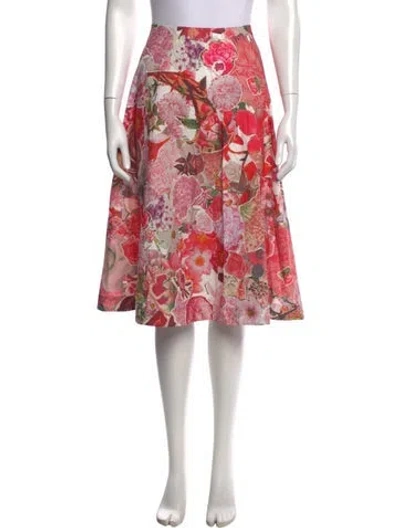 Pre-owned Marni Floral Print Midi Length Skirt In Red