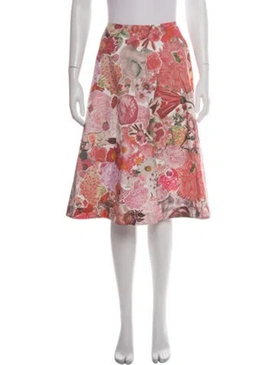 Pre-owned Marni Floral Print Midi Length Skirt In Red