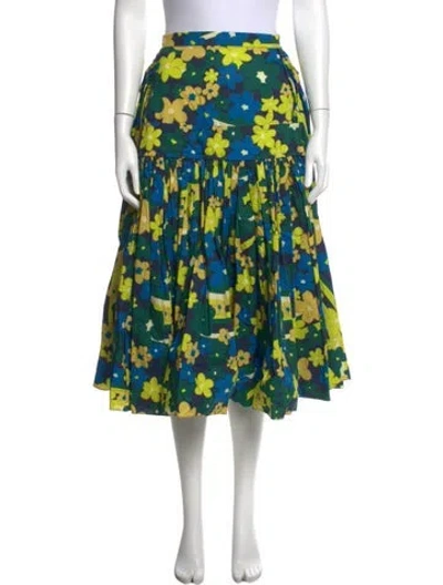 Pre-owned Marni Floral Print Midi Length Skirt W/ Tags In Blue