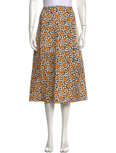 Pre-owned Marni Floral Print Midi Length Skirt In White