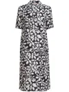 Marni Floral-print Midi Shirt Dress In Black