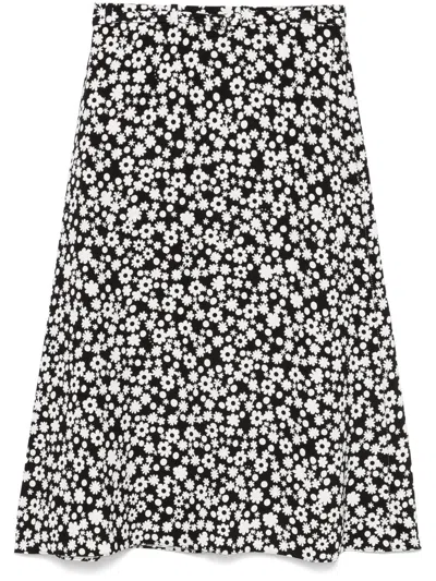 Marni Floral-print Midi Skirt In Black