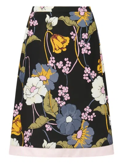 Marni Midirock Mit Blumen-print In Black