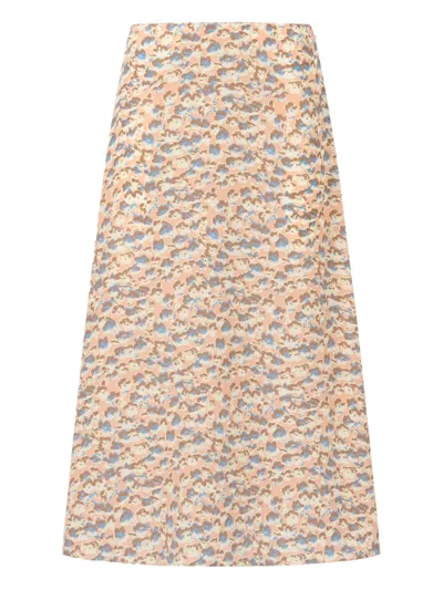 Marni Floral-print Midi Skirt In Brown