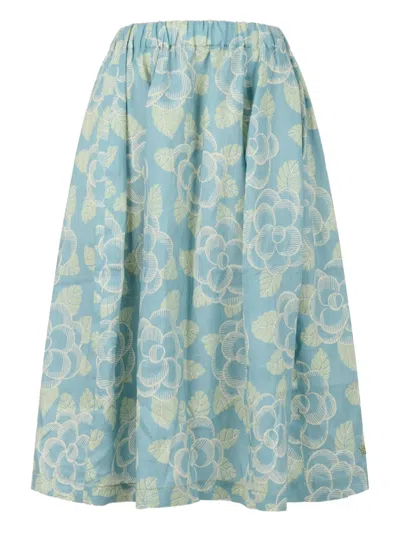 Marni Floral-print Midi Skirt In Brown