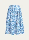Marni High-rise Cotton Midi Skirt In Iris Blue