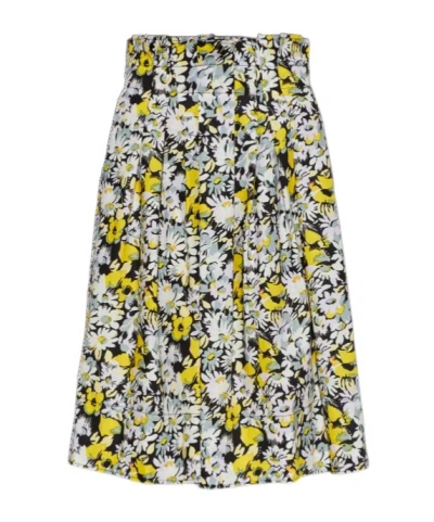 Marni Floral-print Pleated Midi Skirt In Multi