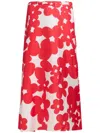 Marni Floral Print A-line Skirt With Belted Waist In Red