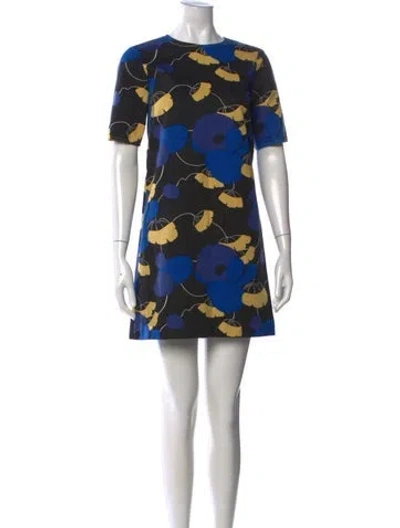 Pre-owned Marni Floral Print Mini Dress In Black
