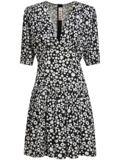 MARNI FLORAL-PRINT MINI DRESS