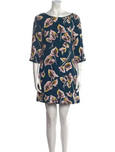 Pre-owned Marni Floral Print Mini Dress In Blue