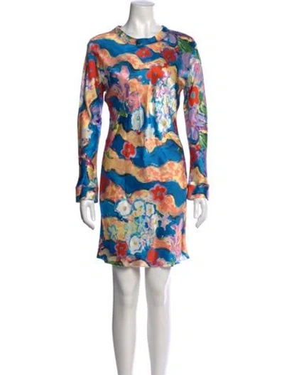Pre-owned Marni Floral Print Mini Dress In Blue