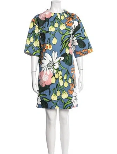 Pre-owned Marni Floral Print Mini Dress In Blue