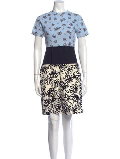 Pre-owned Marni Floral Print Mini Dress In Blue