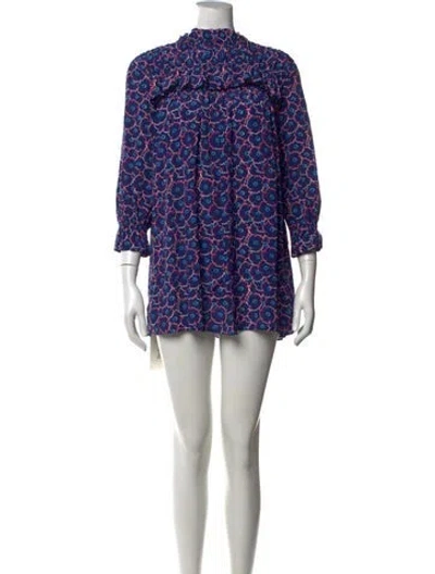 Pre-owned Marni Floral Print Mini Dress In Blue