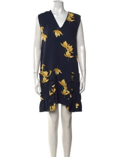 Pre-owned Marni Floral Print Mini Dress In Blue